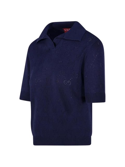 Gucci GG pointelle polo top - Blue