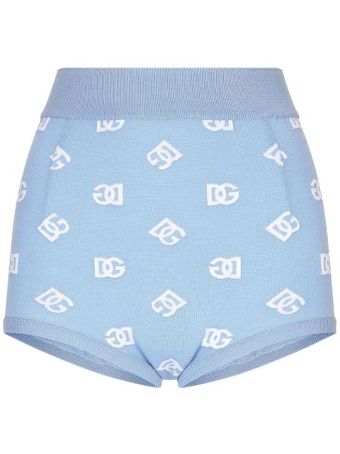 Dolce & Gabbana DNA logo-embroidered mini-shorts - Blue - zdjęcie produktu nr 1
