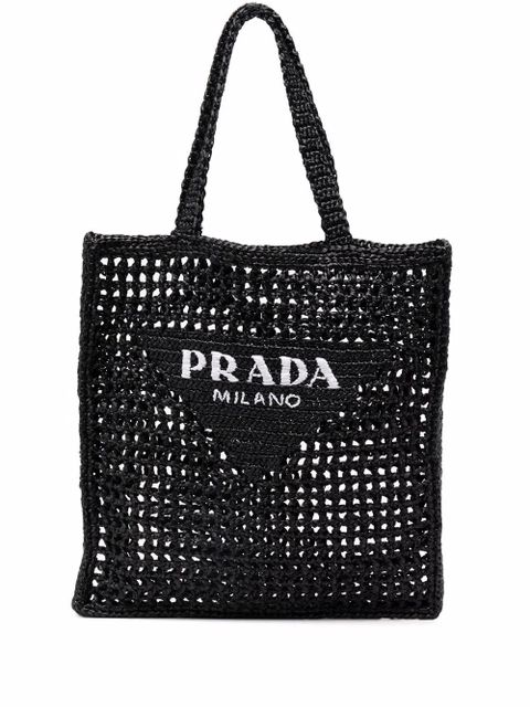 Prada interwoven-design logo-print shoulder bag - Black - zdjęcie produktu nr 1