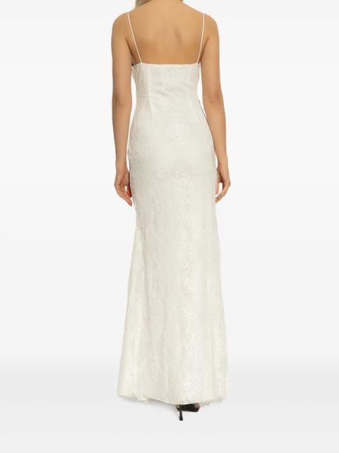 Self-Portrait lace embroidered maxi dress - White