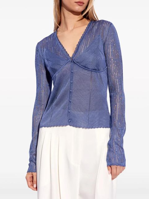 Lanvin corset-style lace top - Blue