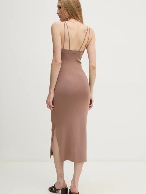 Calvin Klein sukienka kolor brązowy maxi dopasowana K20K207920