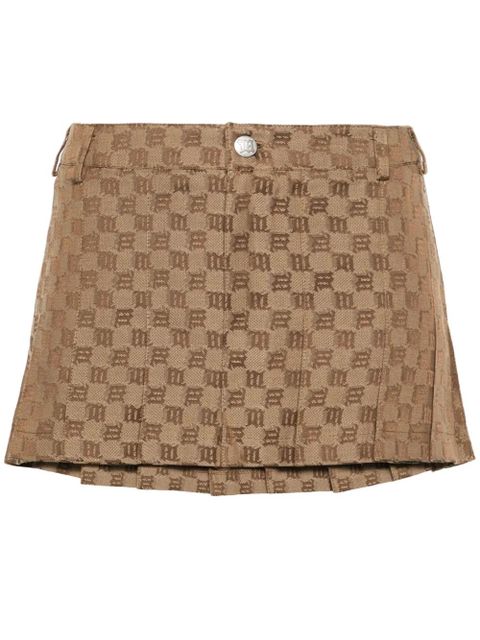 MISBHV monogram-jacquard pleated miniskirt - Brown - zdjęcie produktu nr 1