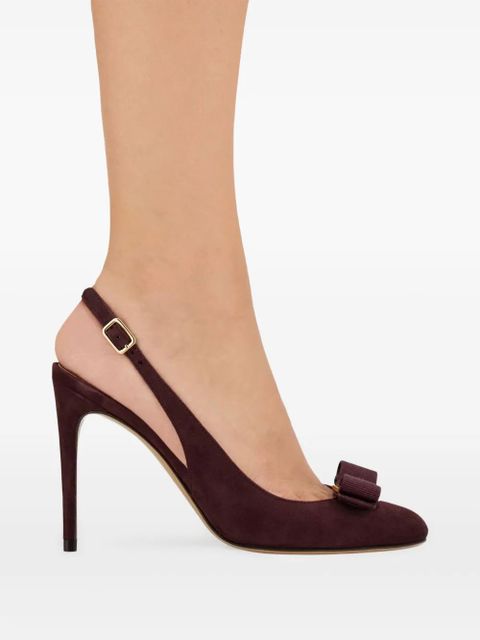 Ferragamo 90mm Vara bow-detail slingback pumps - Purple