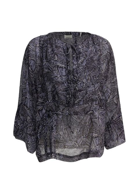 ISABEL MARANT Tekia abstract-print ruffled shirt - Black - zdjęcie produktu nr 1