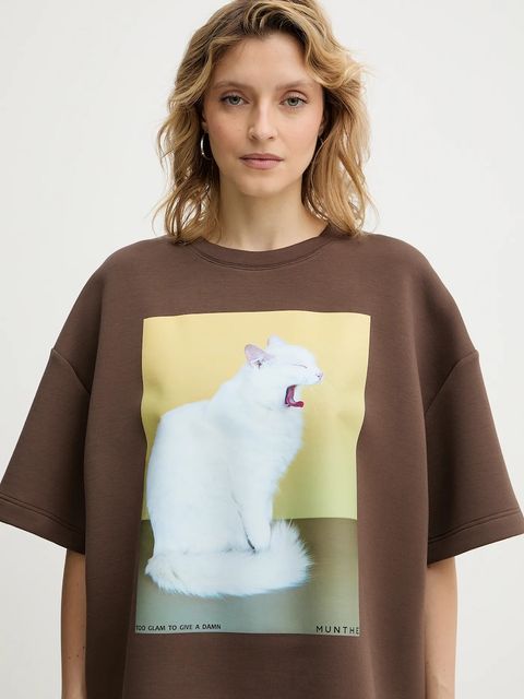 MUNTHE t-shirt RAPLOI damski kolor brązowy 254112525463