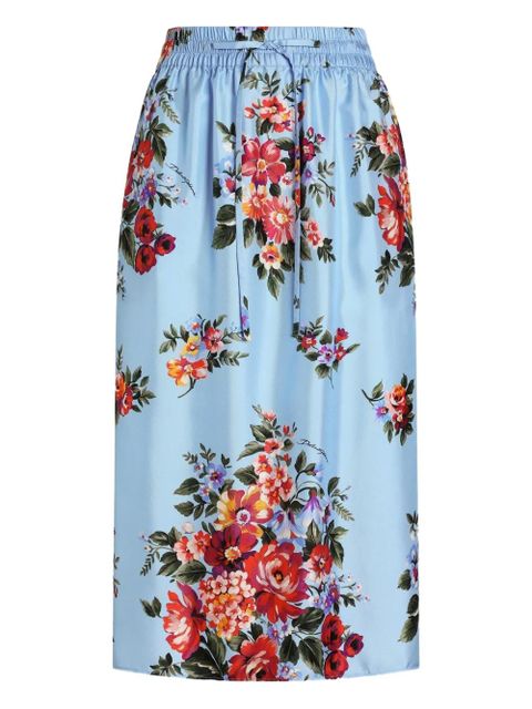 Dolce & Gabbana floral-print elasticated midi skirt - Blue - zdjęcie produktu nr 1