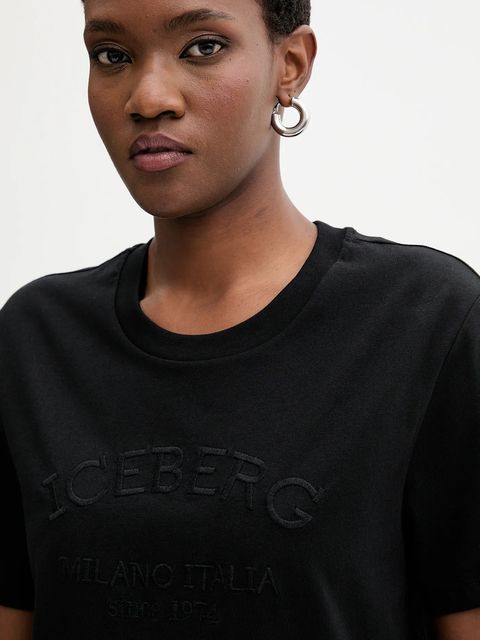 Iceberg t-shirt bawełniany damski kolor czarny F021 6327