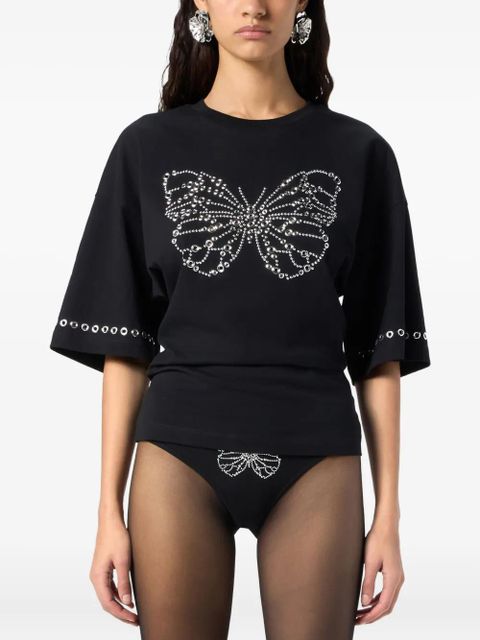 Blumarine butterfly-embellished T-shirt - Black - zdjęcie produktu nr 1