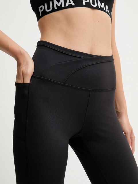 Puma legginsy treningowe damskie kolor czarny gładkie 688144