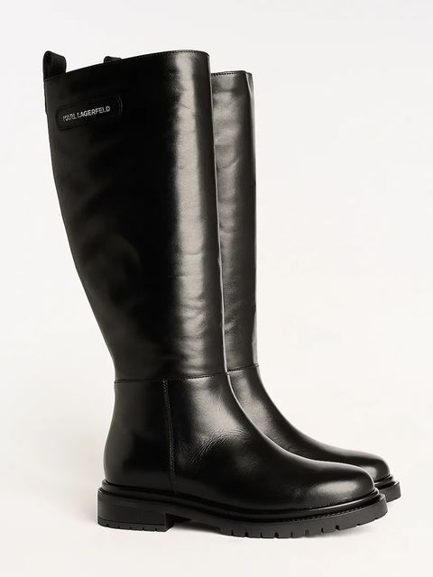 Karl Lagerfeld kozaki skórzane BINKY damskie kolor czarny na płaskim obcasie KL47595 - zdjęcie produktu nr 2