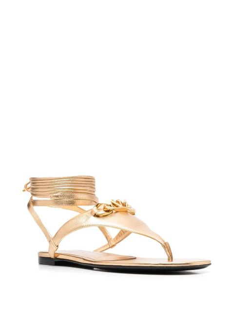 Valentino Garavani VLogo leather sandals - Gold