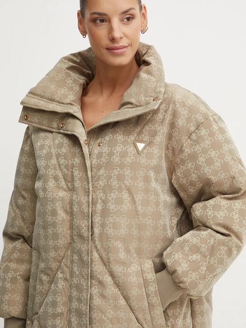 Guess kurtka damska kolor beżowy zimowa V4BL01 WGLW2