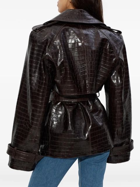 The Attico belted leather jacket - Brown