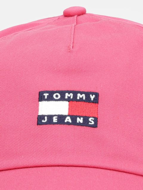 Tommy Jeans czapka z daszkiem bawełniana kolor różowy z aplikacją AW0AW16991 - zdjęcie produktu nr 2