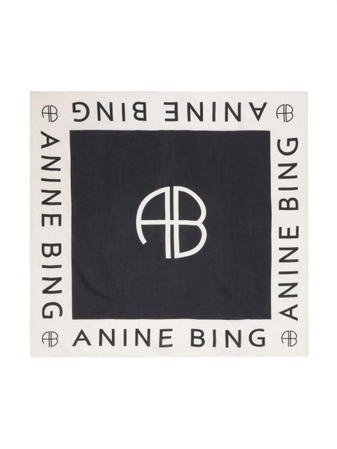 ANINE BING Praia logo-print sarong - Black