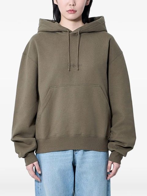 Saint Laurent logo-embroidered hoodie - Green - zdjęcie produktu nr 1