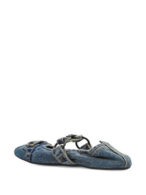 Balenciaga ring-embellished ballet flats - Blue