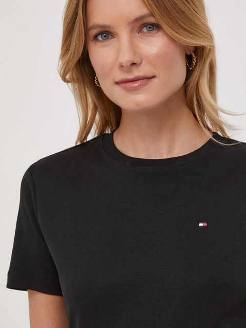 Tommy Hilfiger t-shirt bawełniany damski kolor czarny WW0WW40587