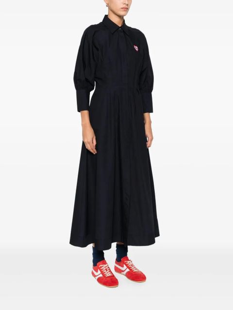 PINKO heart-embroidered puff-sleeve dress - Black