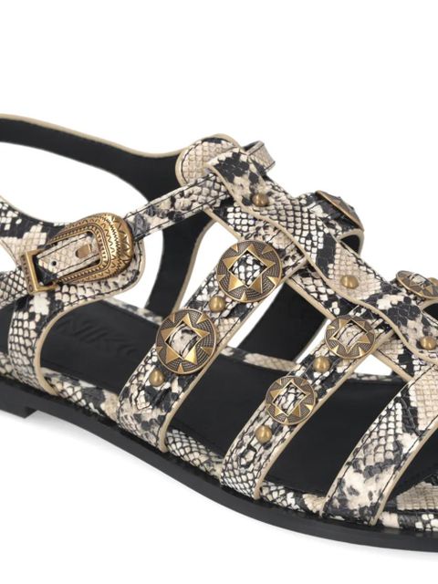 PINKO snakeskin-effect buckled sandals - Neutrals