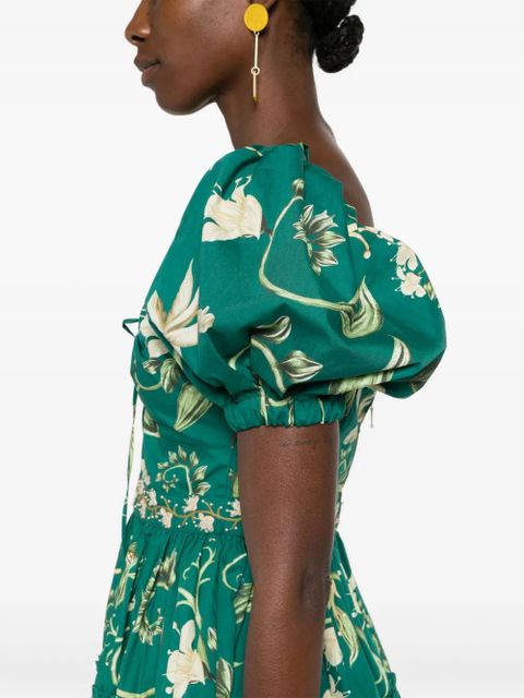 Agua By Agua Bendita Manzanilla Esmeralda floral-print dress - Green