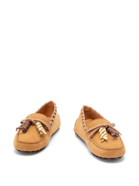 Tod's braided tassel leather loafers - Brown