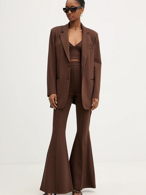 Haveone marynarka kolor brązowy jednorzędowa gładka JMI-P028