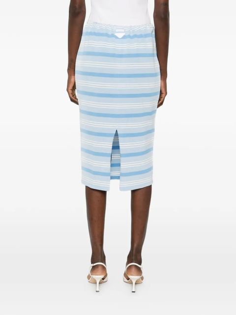 Prada drawstring-waist stripe midi skirt - Blue