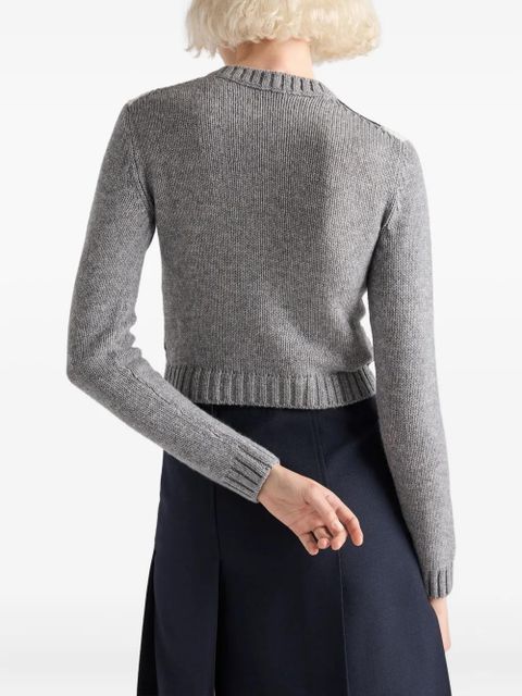 Prada diamond-pattern wool cardigan - Grey
