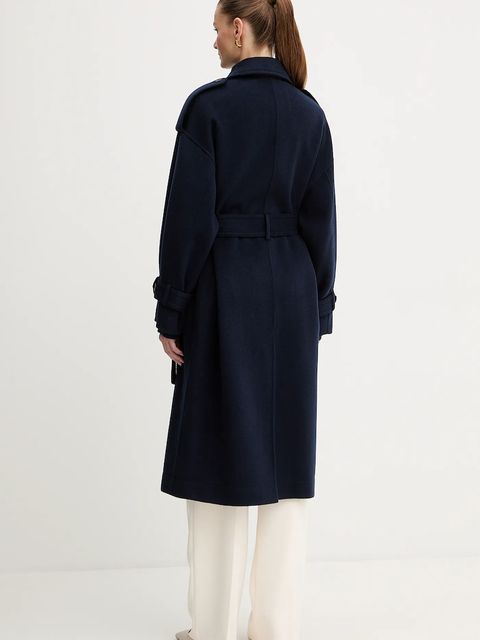 MAX&Co. płaszcz wełniany kolor granatowy 2526016013200