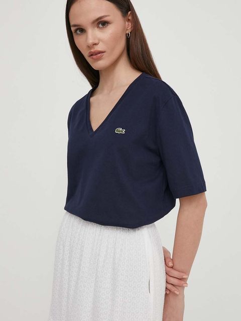 Lacoste t-shirt bawełniany damski kolor granatowy - zdjęcie produktu nr 1