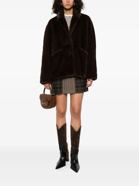 SANDRO faux-fur buttoned coat - Brown - zdjęcie produktu nr 2