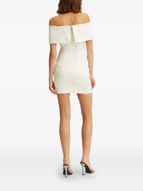 ROTATE BIRGER CHRISTENSEN off-shoulder beaded minidress - White - zdjęcie produktu nr 2