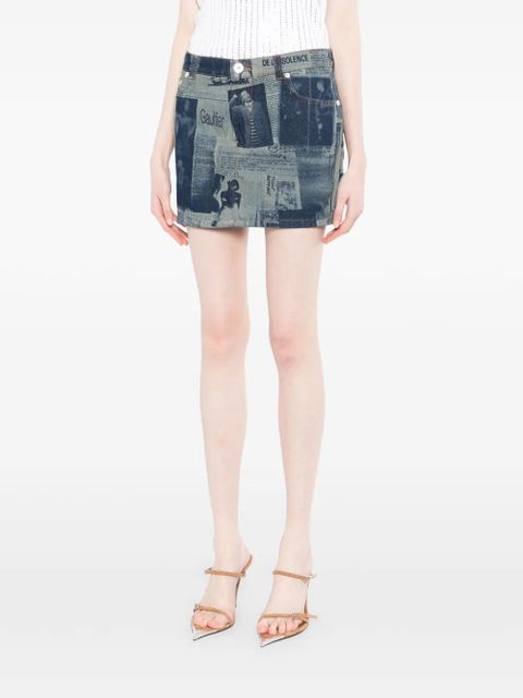 Jean Paul Gaultier newspaper print mini skirt - Blue