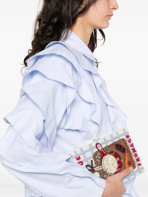 SANDRO ruffled cotton shirt - Blue