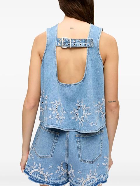 GANNI open-back denim top - Blue