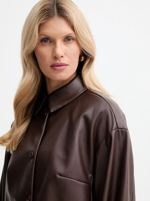 Twinset kurtka kolor brązowy przejściowa oversize 252TP2090