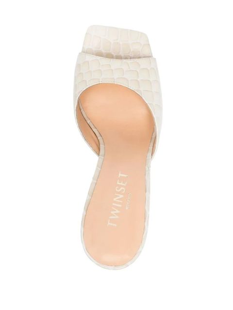 TWINSET embossed crocodile effect mules - Neutrals