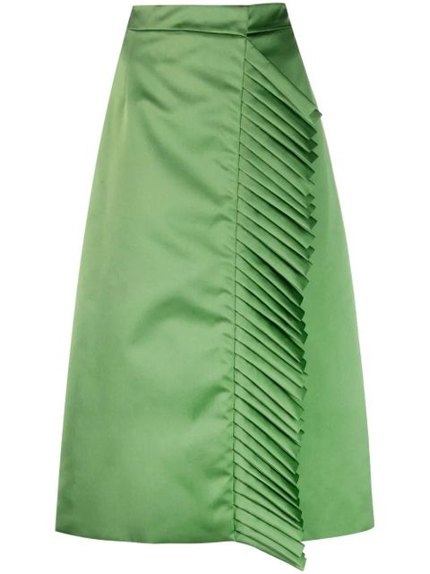 ETRO pleat-detail satin midi skirt - Green - zdjęcie produktu nr 1
