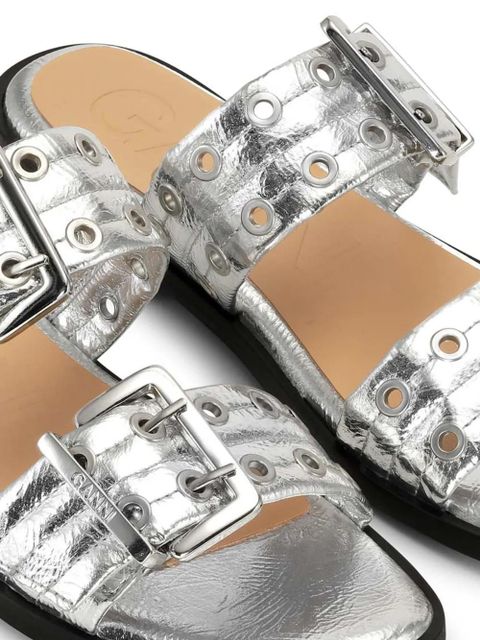 GANNI strap buckle slides - Silver