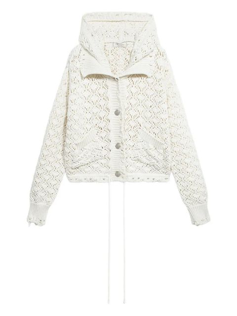 Blumarine lace-stitch hooded cardigan - White - zdjęcie produktu nr 1