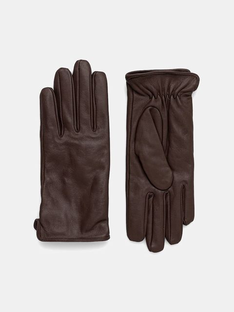 Medicine rękawiczki skórzane damskie kolor brązowy - zdjęcie produktu nr 1