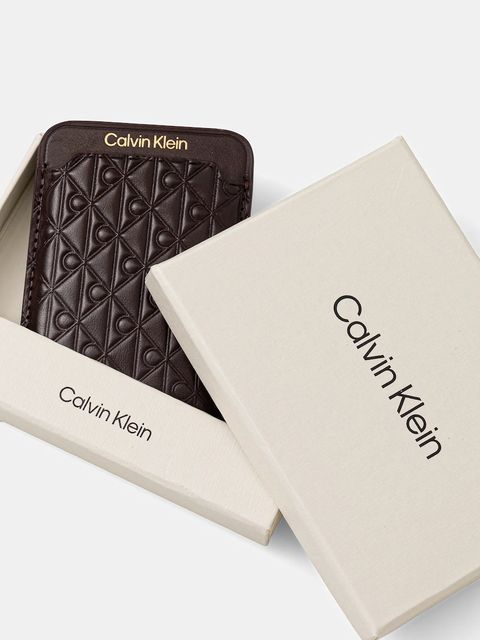 Calvin Klein etui na karty skórzane kolor bordowy LV04F1100G