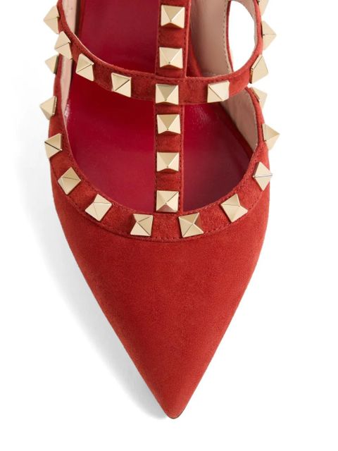 Valentino Garavani Rockstud suede pumps 100mm - Red