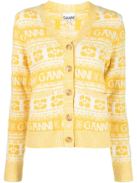 GANNI V-neck knit cardigan - Yellow