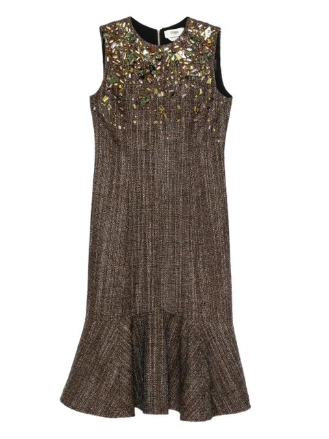 FENDI embellished ruffled dress - Brown - zdjęcie produktu nr 1
