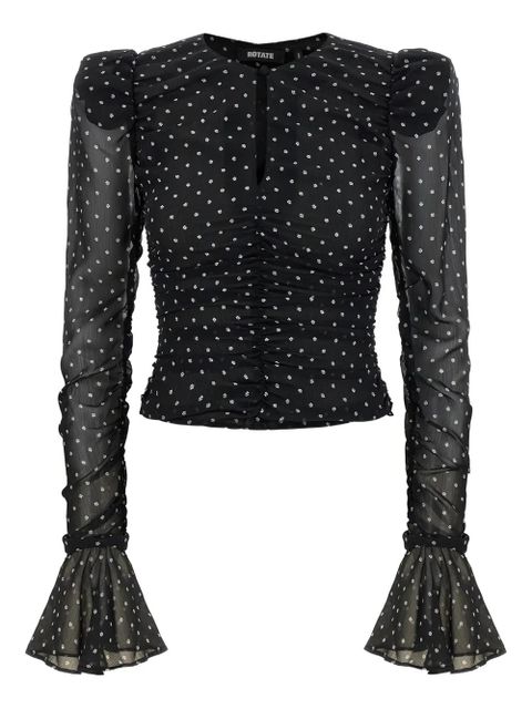 ROTATE BIRGER CHRISTENSEN ruched floral blouse - Black - zdjęcie produktu nr 1