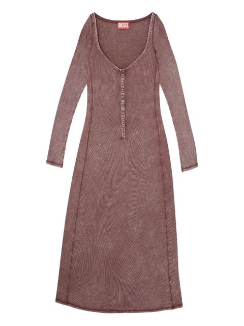 Diesel D-Ley ribbed buttoned midi dress - Brown - zdjęcie produktu nr 1