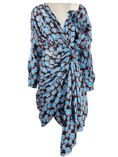 Lanvin floral-print asymmetric dress - Black - zdjęcie produktu nr 1